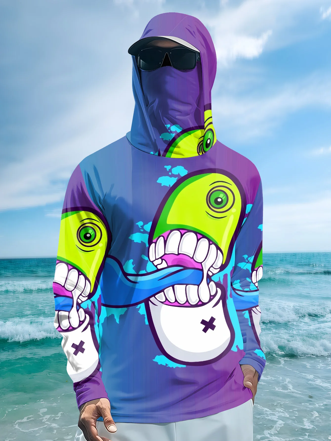 Camisola com capuz para pesca, - Fishing Mask Sun Protection avaliação e preço