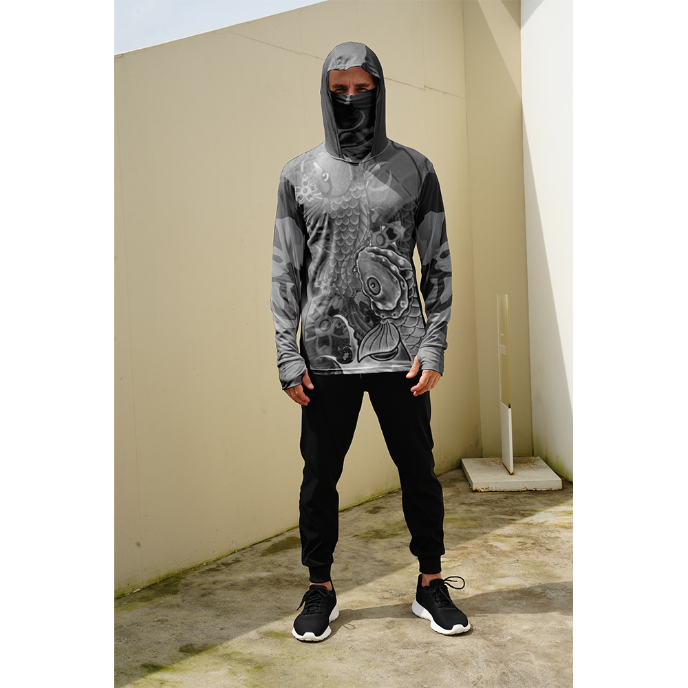 Camisas de Pesca Masculinas co - Fishing Mask Sun Protection avaliação e preço