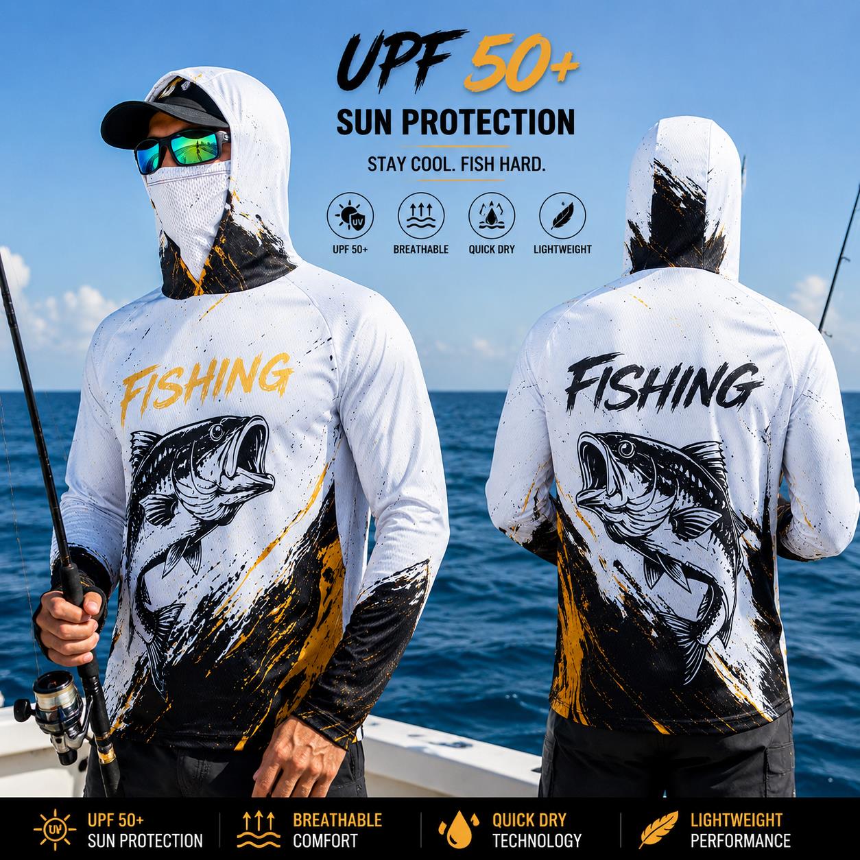Camiseta de Pesca Masculina de - Fishing Hoodie avaliação e preço